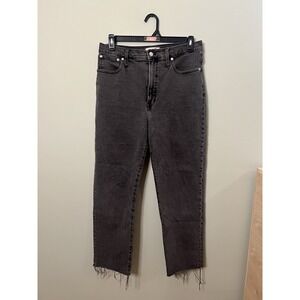 Madewell Perfect Vintage Straight Jeans Gray Women Size 30 Raw Hem